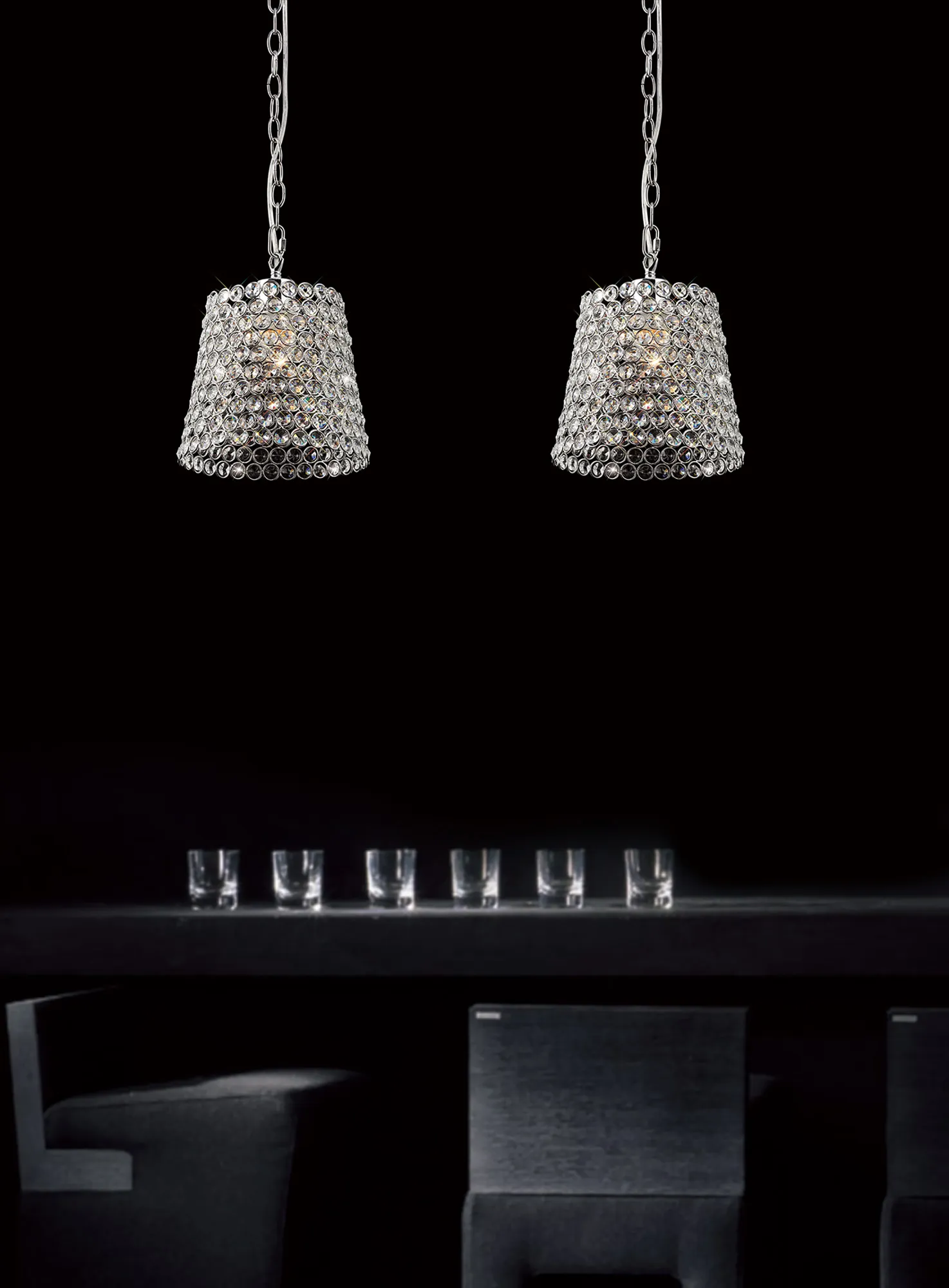 Kudo Polished Chrome Shades Diyas Glass Shades
